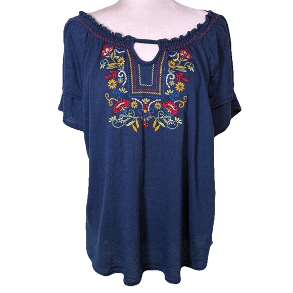 New York Laundry Women’s Boho Hippie Peasant Folk Festival Casual Blouse Sz XL - Picture 1 of 7